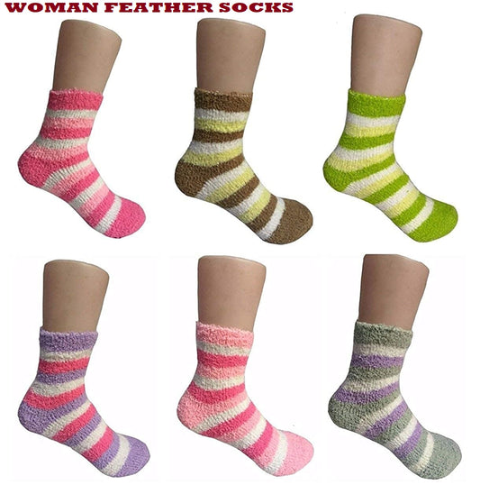 Women Girls Fuzzy Socks Winter Warm Feather Slipper Soft Socks