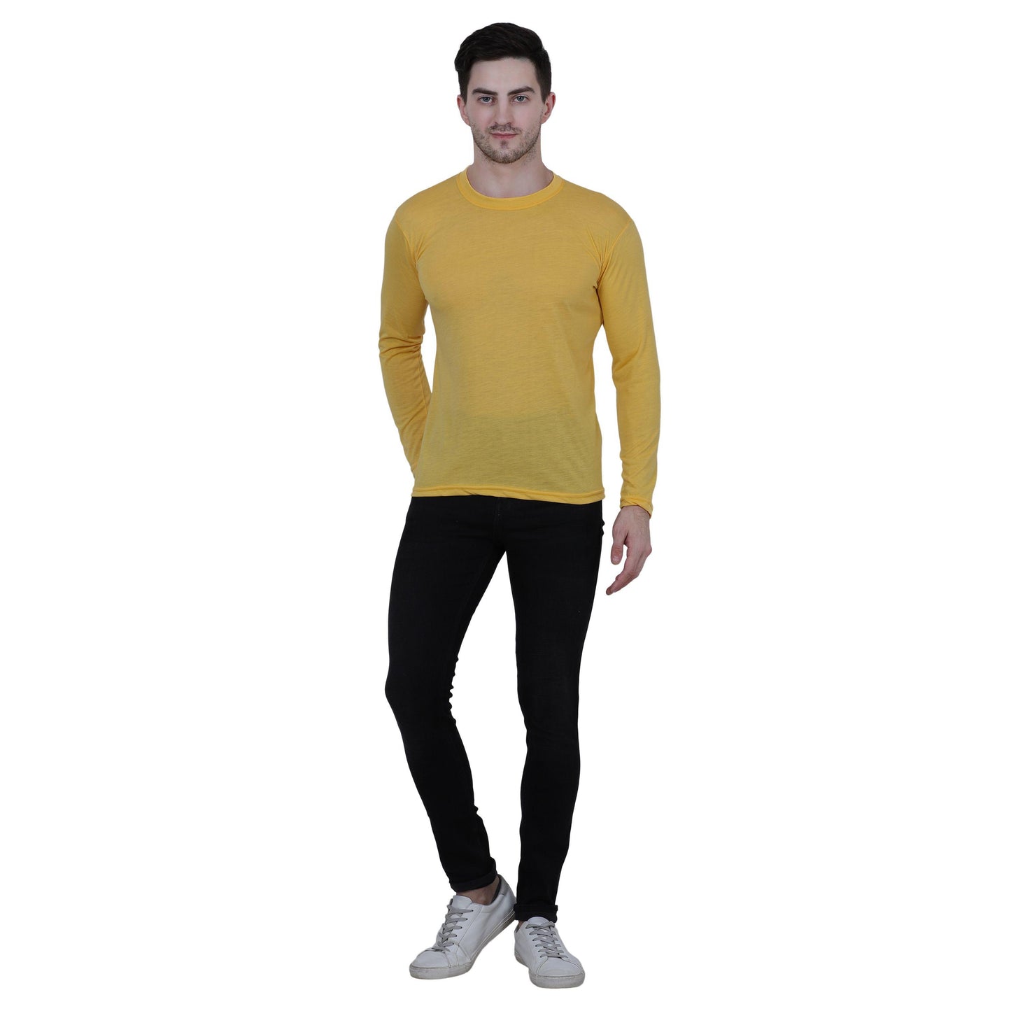 Cotton Blend Solid Full Sleeves T-Shirt