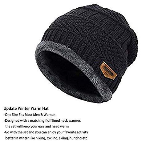 Winter Knit Neck Warmer Scarf and Set Skull Cap for Men Women Winter Cap for 2 Piece Combo Pack