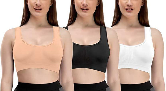 Women's Cotton Solid Non Padded Air Bra Pack of 3