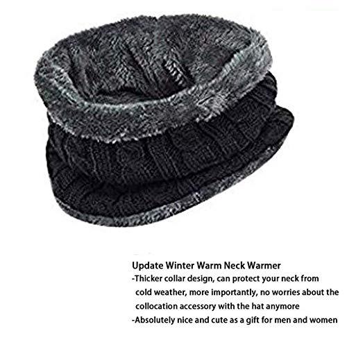 Winter Knit Neck Warmer Scarf and Set Skull Cap for Men Women Winter Cap for 2 Piece Combo Pack