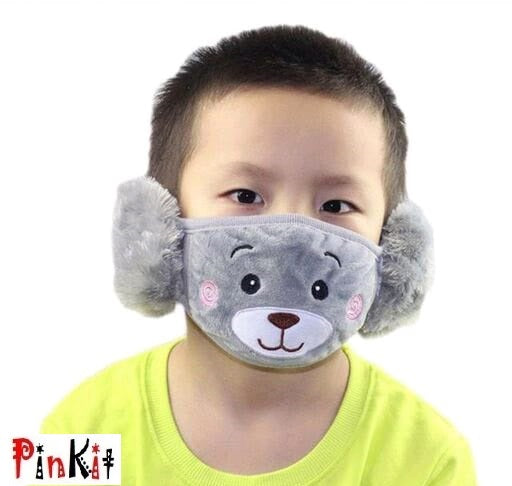 Winter Woolen Fleece & Fur Riding Earmuffs Kids Mask (Pack Of 1)