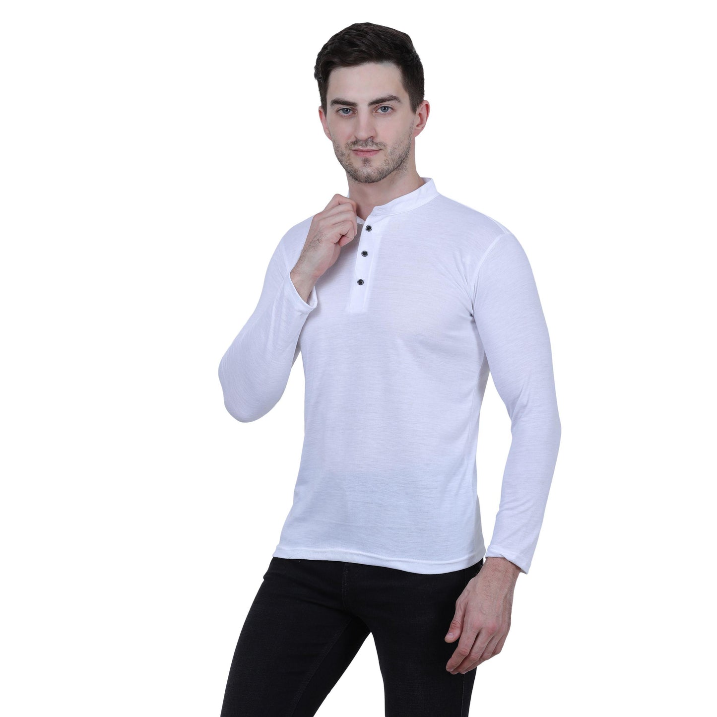 Cotton Blend Solid Full Sleeves T-Shirt